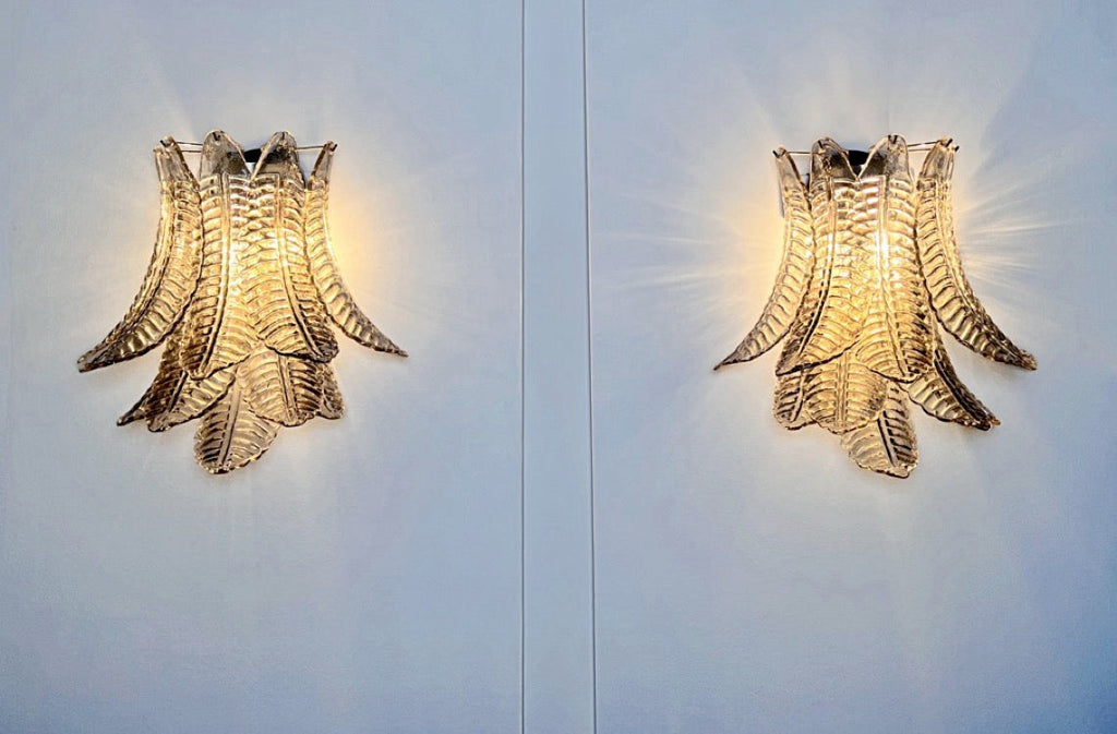 Murano Wall Lamp | 10 Smoked Felci Glass | Set of 2