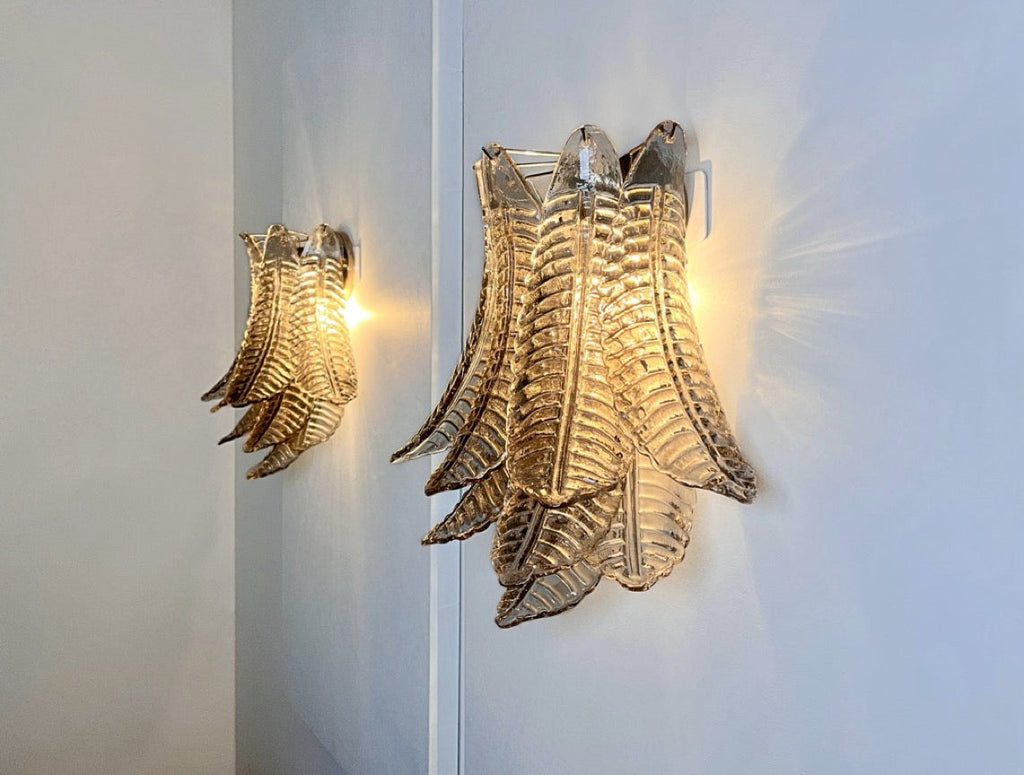 Murano Wall Lamp | 10 Smoked Felci Glass | Set of 2