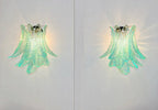 Murano Wall Lamp | 10 Turquoise Felci Glass | Set of 2