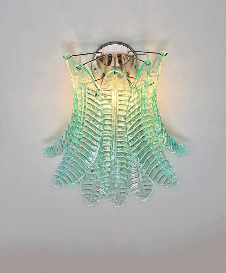 Murano Wall Lamp | 10 Turquoise Felci Glass | Set of 2