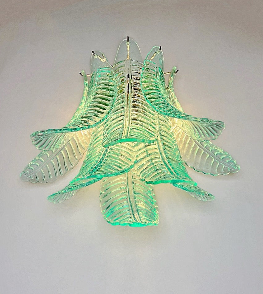 Murano Wall Lamp | 10 Turquoise Felci Glass | Set of 2