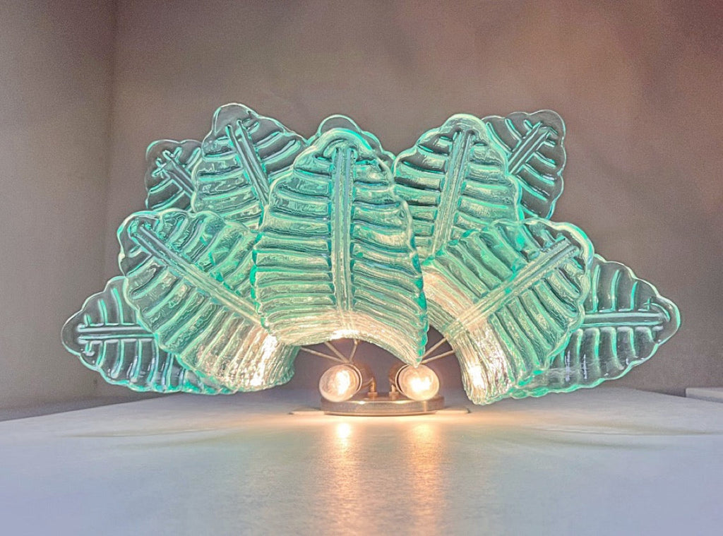 Murano Wall Lamp | 10 Turquoise Felci Glass | Set of 2