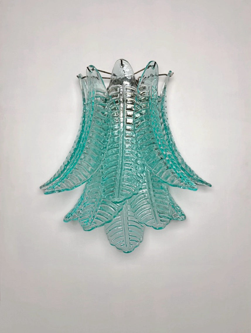 Murano Wall Lamp | 10 Turquoise Felci Glass | Set of 2