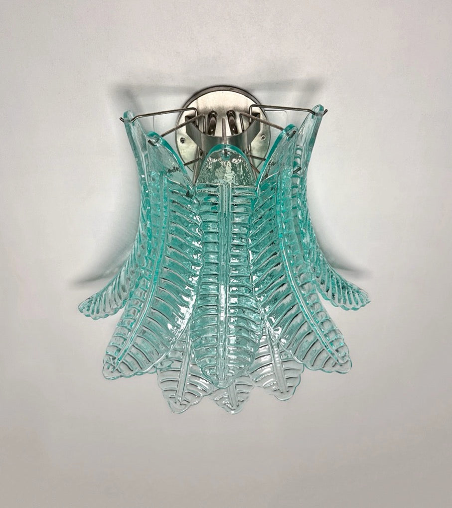 Murano Wall Lamp | 10 Turquoise Felci Glass | Set of 2