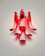 Murano Wall Lamp | 6 Red Lattimo Petal Glass | Set of 2