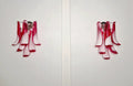 Murano Wall Lamp | 6 Red Lattimo Petal Glass | Set of 2