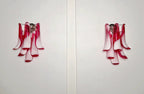Murano Wall Lamp | 6 Red Lattimo Petal Glass | Set of 2