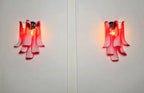 Murano Wall Lamp | 6 Red Lattimo Petal Glass | Set of 2