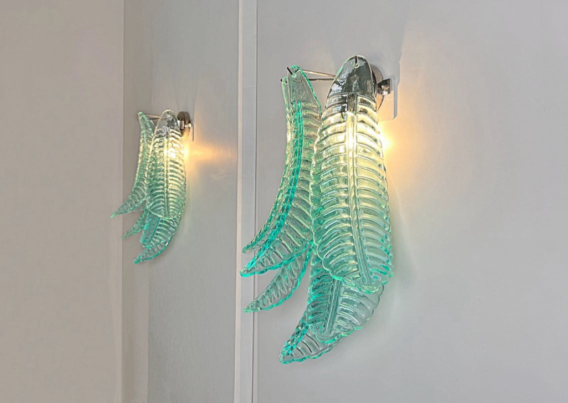 Murano Wall Lamp | 6 Turquoise Felci Glass | Set of 2
