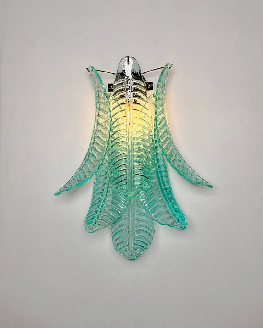 Murano Wall Lamp | 6 Turquoise Felci Glass | Set of 2