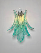 Murano Wall Lamp | 6 Turquoise Felci Glass | Set of 2