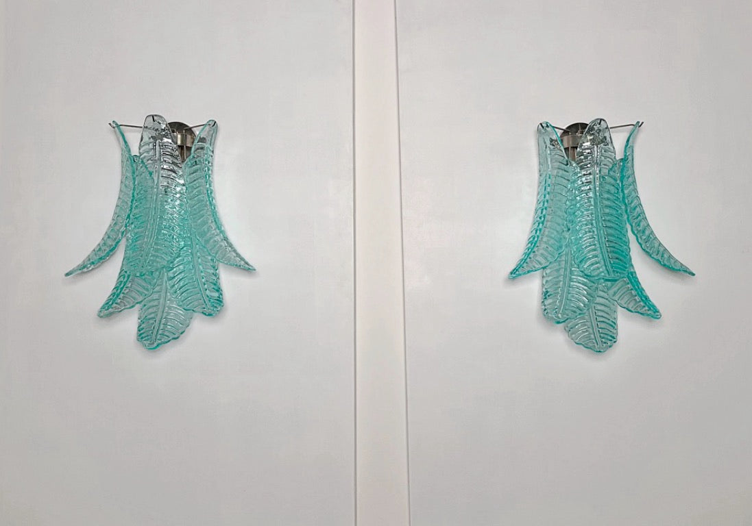 Murano Wall Lamp | 6 Turquoise Felci Glass | Set of 2
