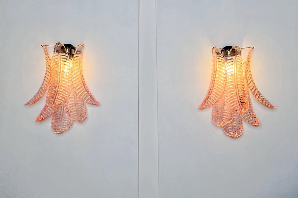 Murano Wall Lamp | 6 Pink Felci Glass | Set of 2