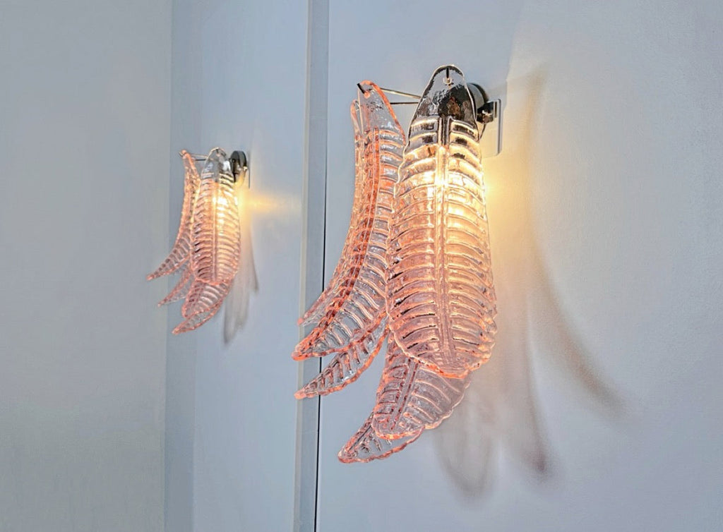 Murano Wall Lamp | 6 Pink Felci Glass | Set of 2