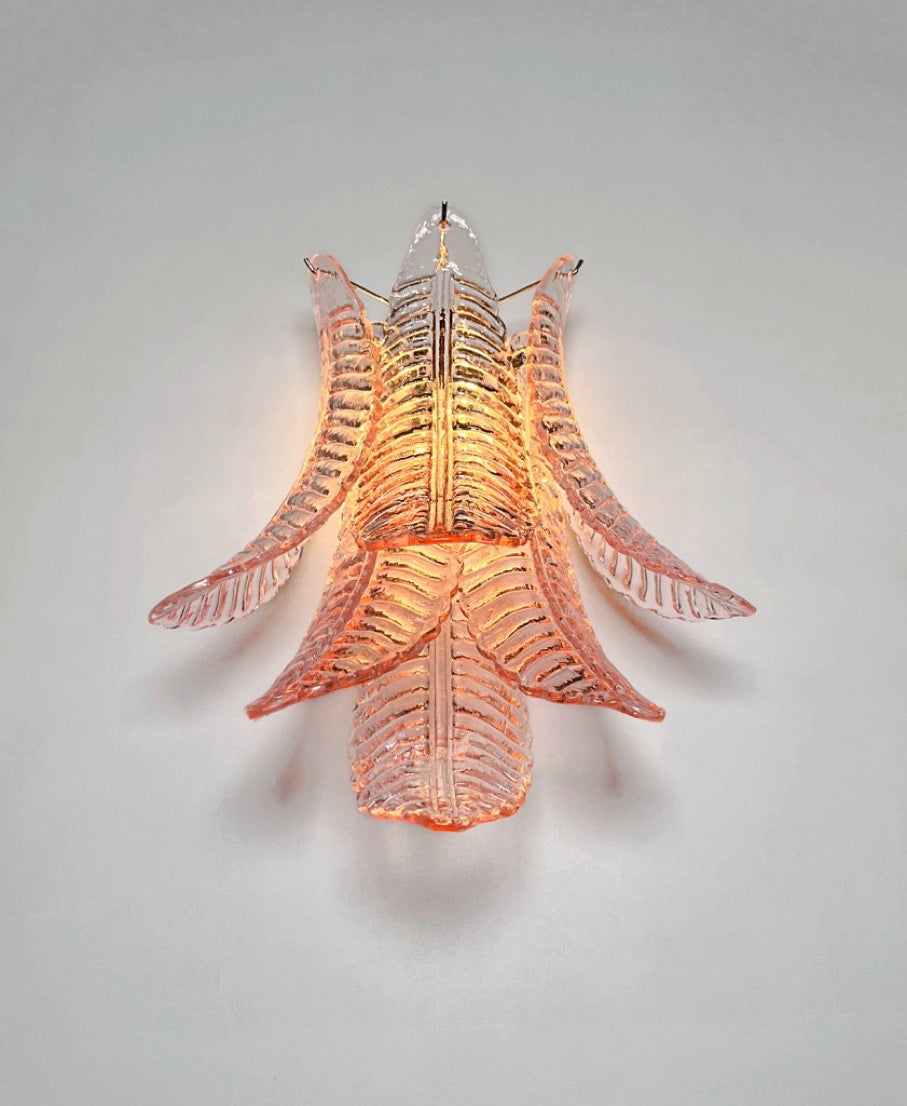 Murano Wall Lamp | 6 Pink Felci Glass | Set of 2
