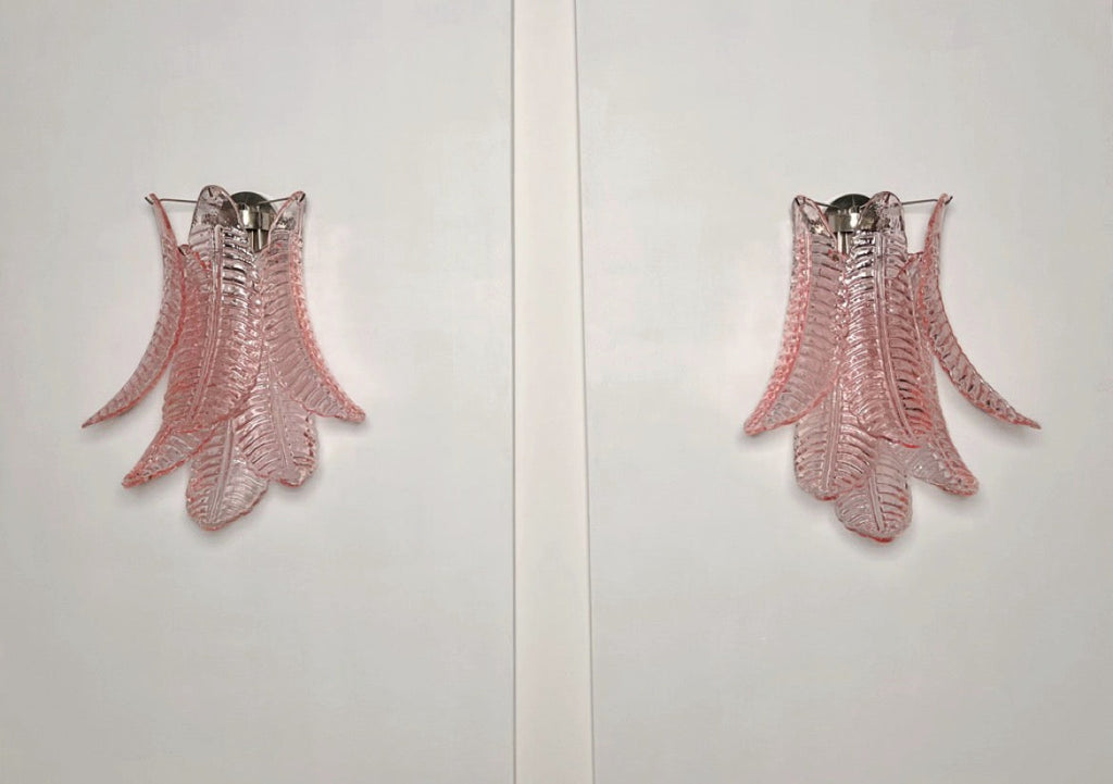 Murano Wall Lamp | 6 Pink Felci Glass | Set of 2