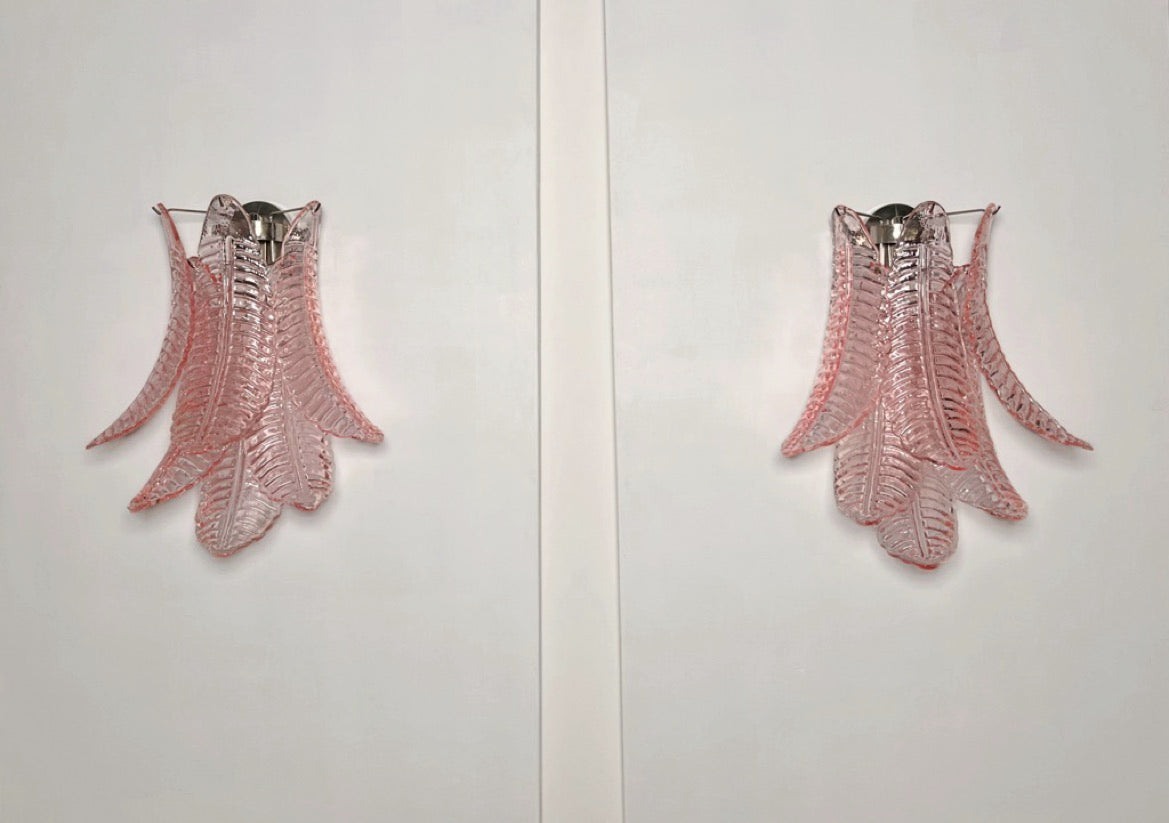 Murano Wall Lamp | 6 Pink Felci Glass | Set of 2