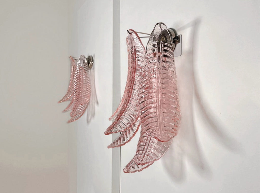 Murano Wall Lamp | 6 Pink Felci Glass | Set of 2