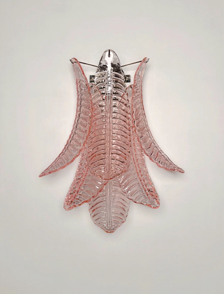 Murano Wall Lamp | 6 Pink Felci Glass | Set of 2