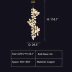 Large Branch Copper Chandelier with Grape Shape by Bling Lighting Studio