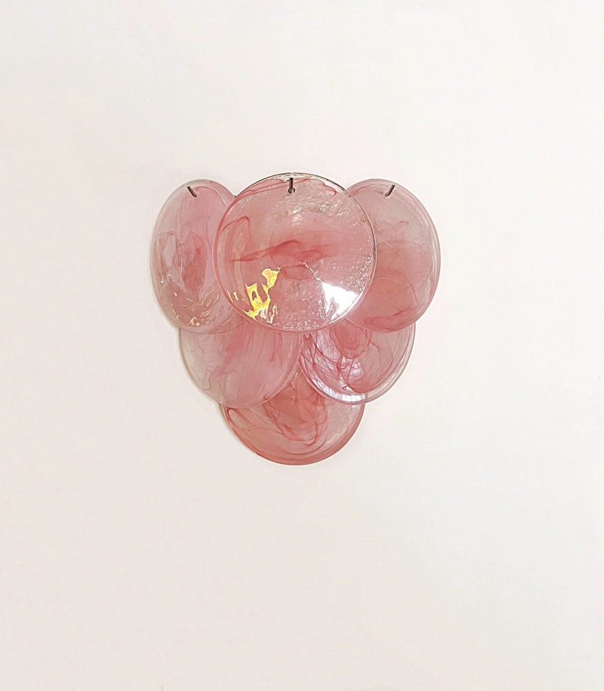 Murano Wall Lamp | 6 Pink Alabaster Disc Glass | Set of 2