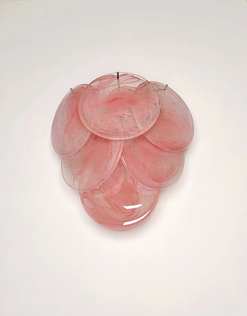 Murano Wall Lamp | 6 Pink Alabaster Disc Glass | Set of 2