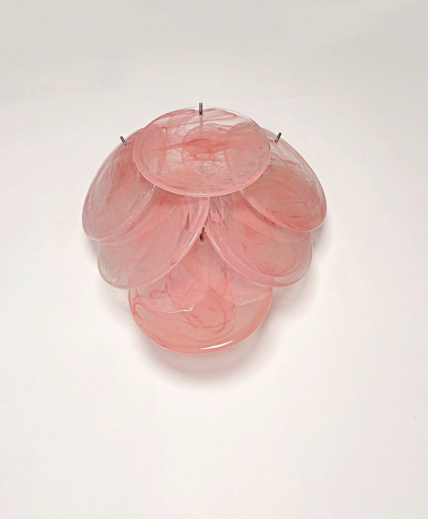 Murano Wall Lamp | 6 Pink Alabaster Disc Glass | Set of 2