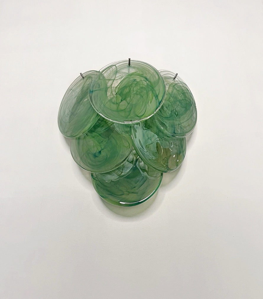 Murano Wall Lamp | 6 Green Alabaster Disc Glass | Set of 2