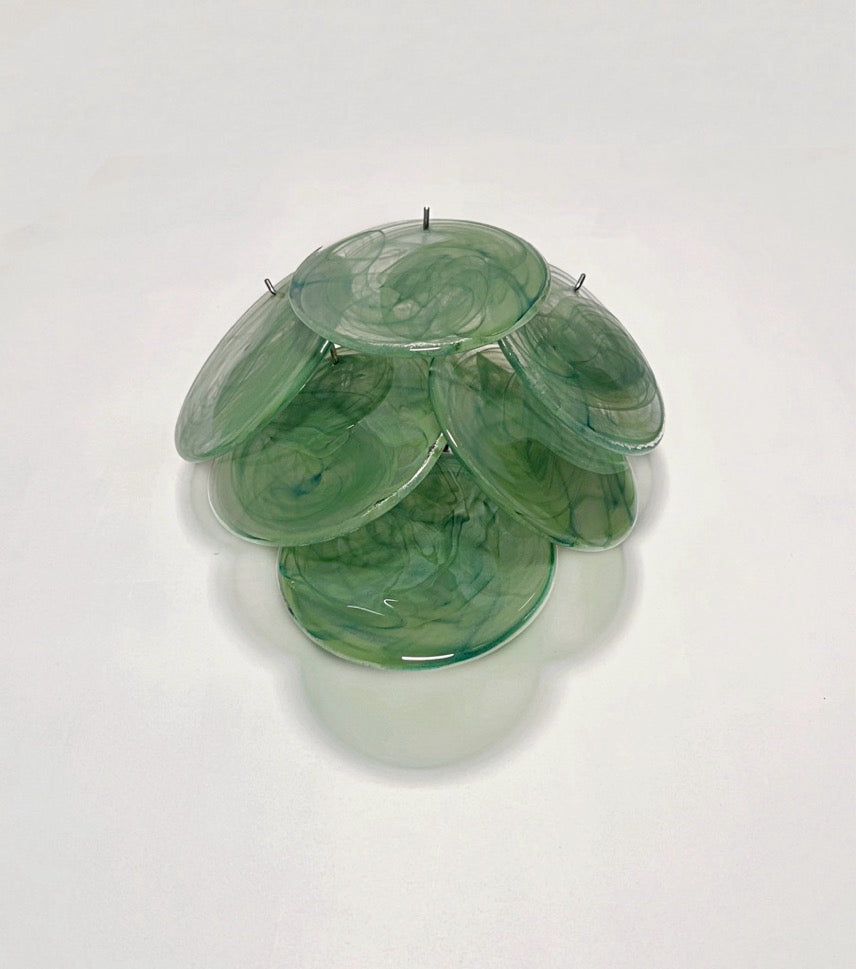 Murano Wall Lamp | 6 Green Alabaster Disc Glass | Set of 2