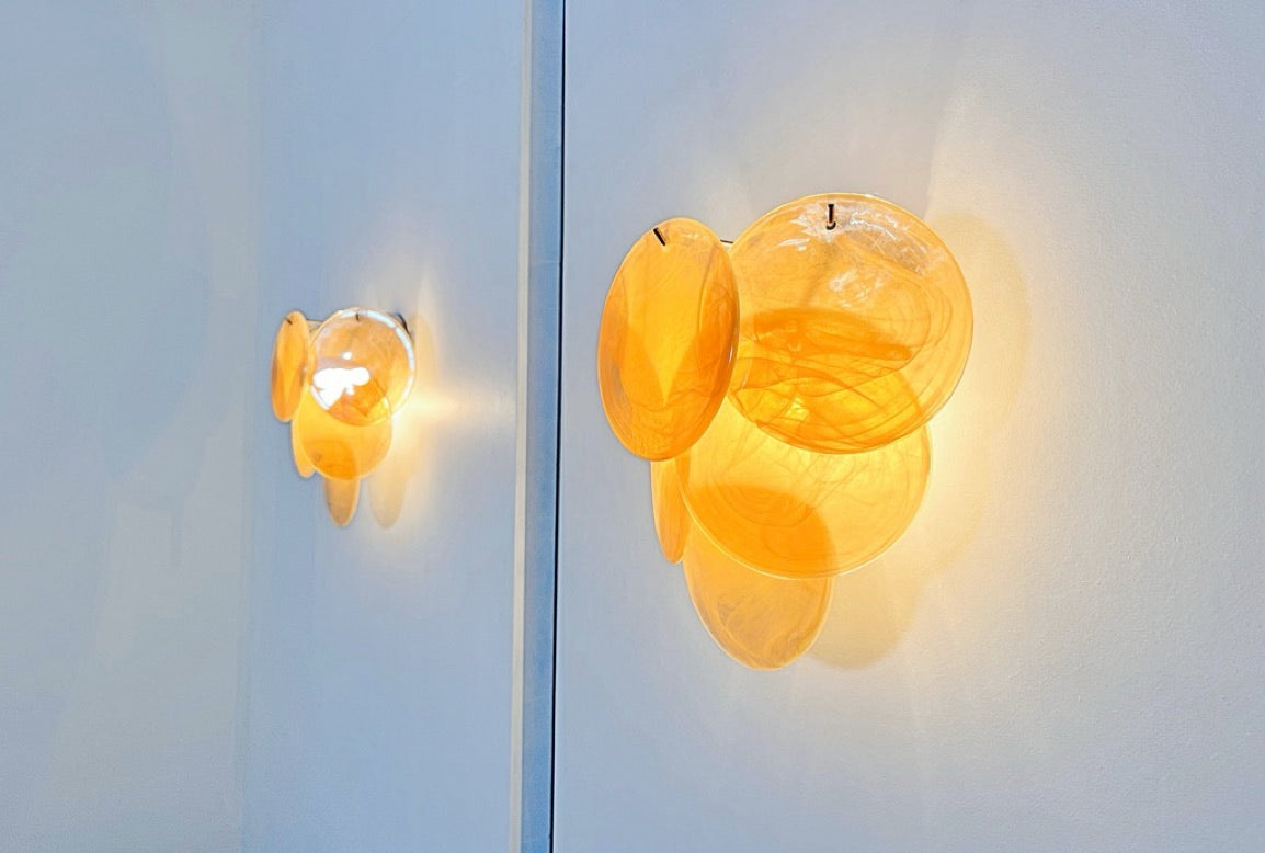 Murano Wall Lamp | 6 Alabaster Gold Disc Glass | Set of 2
