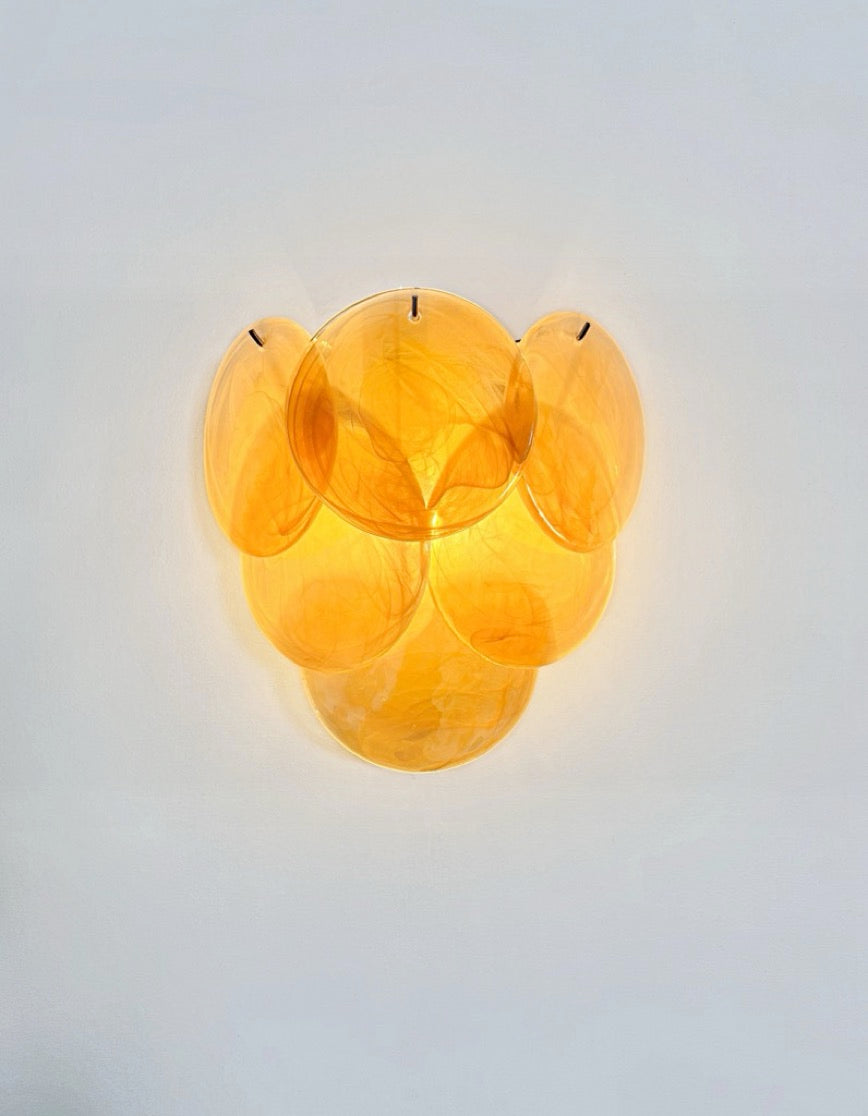 Murano Wall Lamp | 6 Alabaster Gold Disc Glass | Set of 2