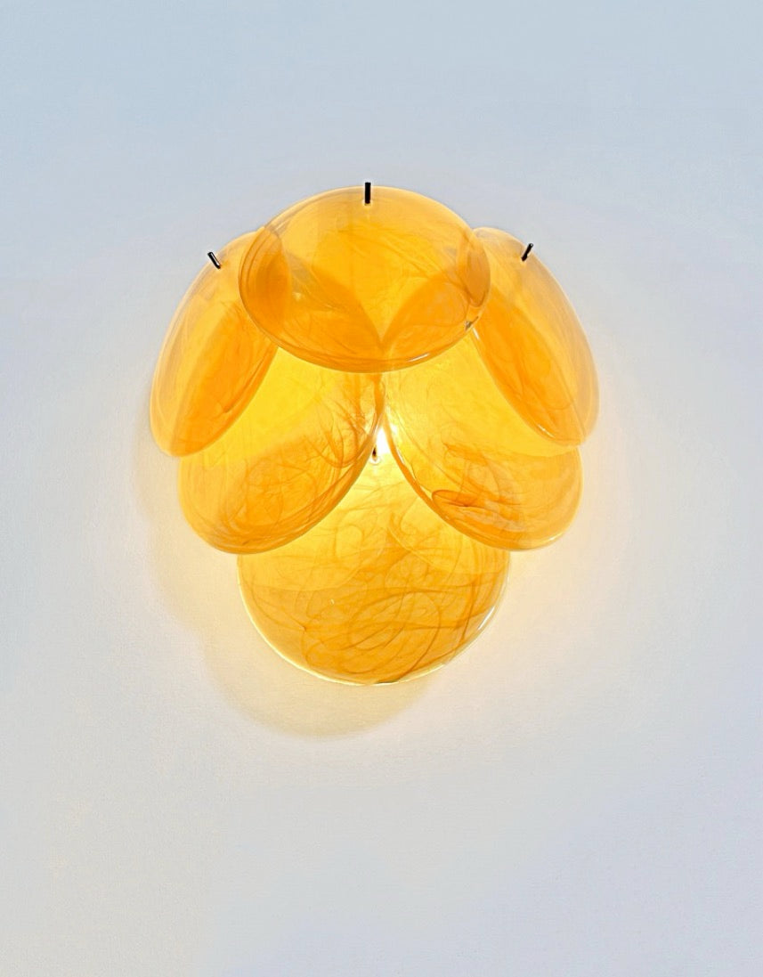 Murano Wall Lamp | 6 Alabaster Gold Disc Glass | Set of 2