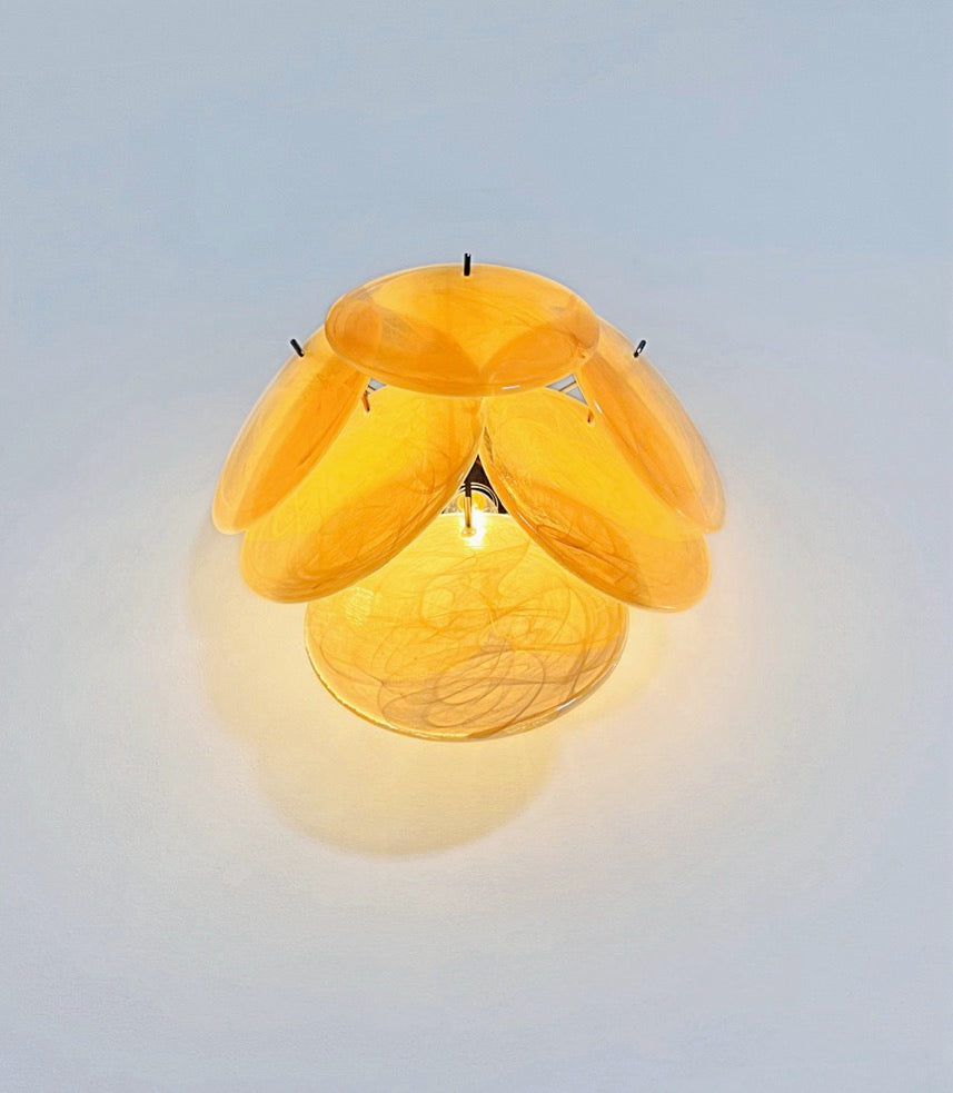 Murano Wall Lamp | 6 Alabaster Gold Disc Glass | Set of 2