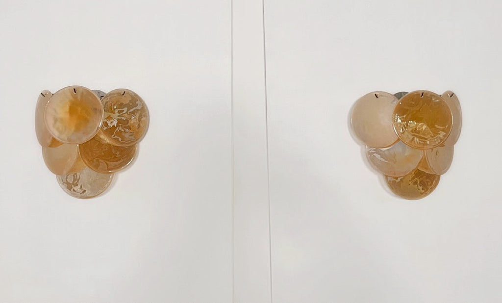Murano Wall Lamp | 6 Alabaster Gold Disc Glass | Set of 2
