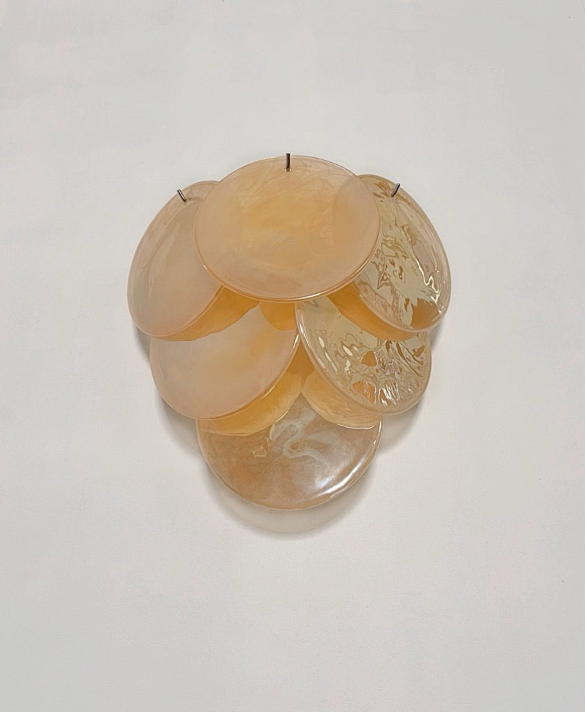 Murano Wall Lamp | 6 Alabaster Gold Disc Glass | Set of 2