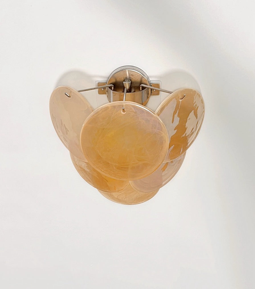 Murano Wall Lamp | 6 Alabaster Gold Disc Glass | Set of 2