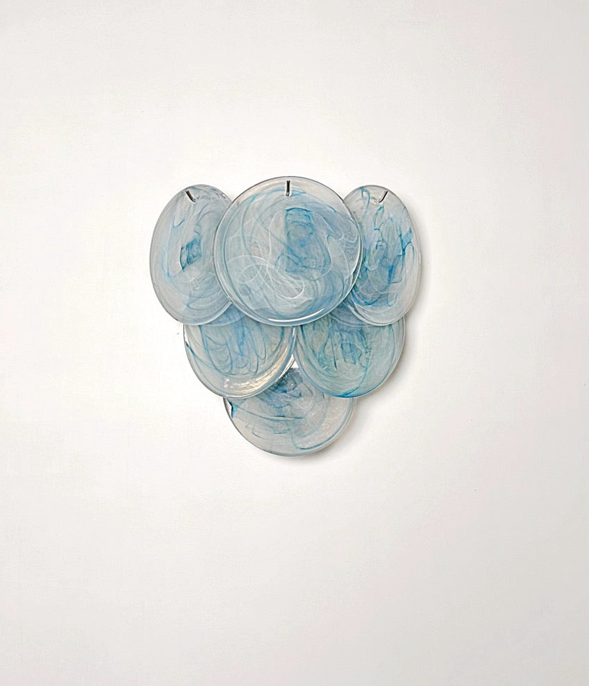 Murano Wall Lamp | 6 Blue Alabaster Disc Glass | Set of 2