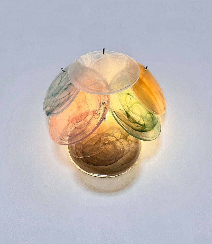 Murano Wall Lamp | 6 Multicoloured Alabaster Disc Glass | Set of 2