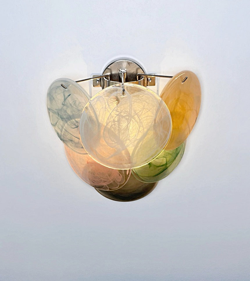 Murano Wall Lamp | 6 Multicoloured Alabaster Disc Glass | Set of 2