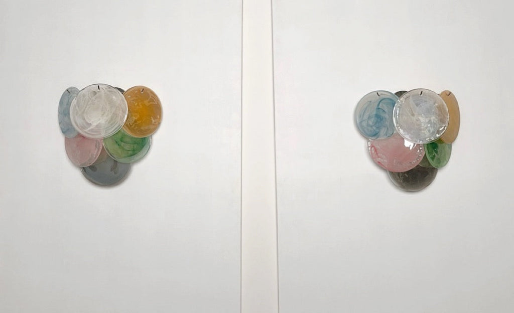 Murano Wall Lamp | 6 Multicoloured Alabaster Disc Glass | Set of 2