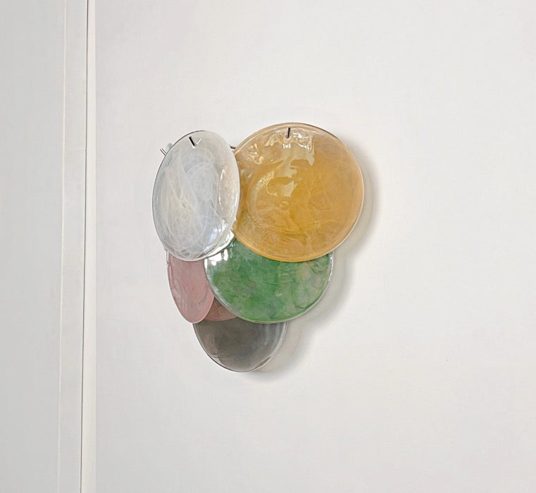 Murano Wall Lamp | 6 Multicoloured Alabaster Disc Glass | Set of 2