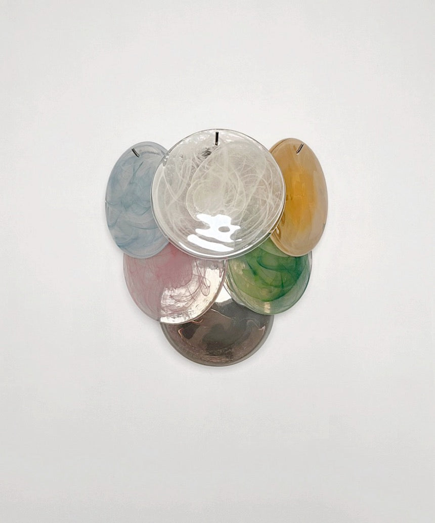 Murano Wall Lamp | 6 Multicoloured Alabaster Disc Glass | Set of 2