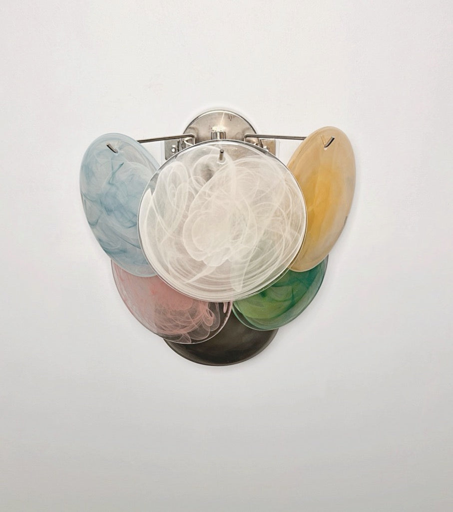 Murano Wall Lamp | 6 Multicoloured Alabaster Disc Glass | Set of 2