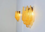Murano Wall Lamp | 10 Clear Yellow Drop Glass | Set of 2