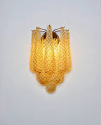 Murano Wall Lamp | 10 Clear Yellow Drop Glass | Set of 2