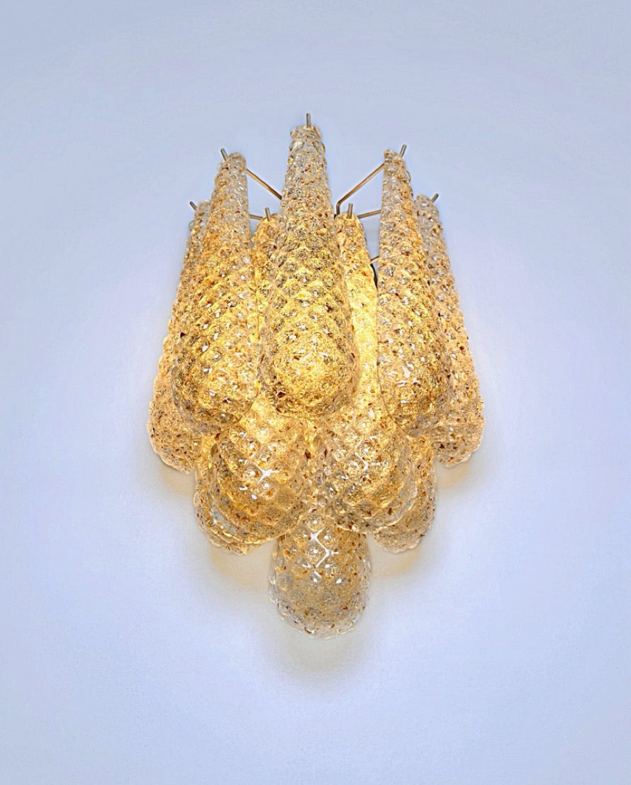 Murano Wall Lamp | 10 Clear Yellow Drop Glass | Set of 2