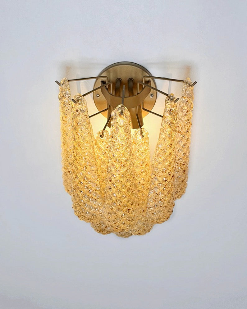 Murano Wall Lamp | 10 Clear Yellow Drop Glass | Set of 2
