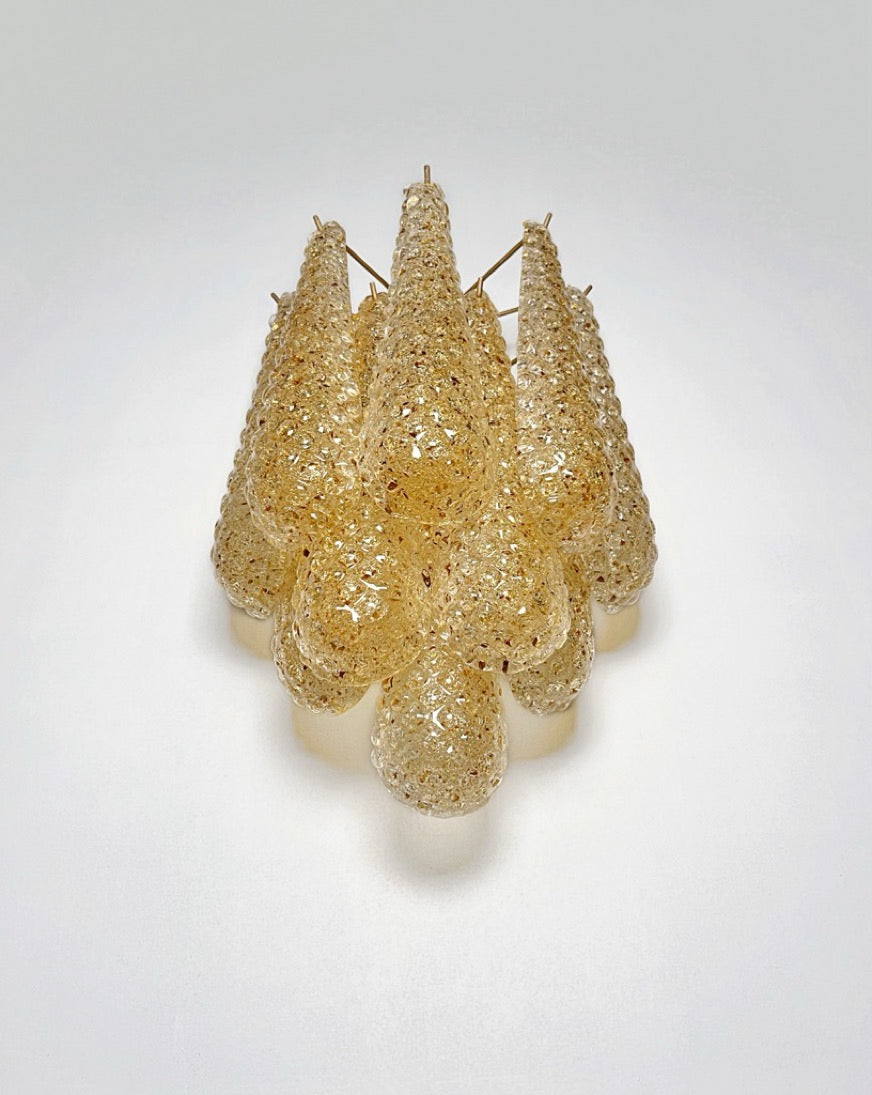 Murano Wall Lamp | 10 Clear Yellow Drop Glass | Set of 2