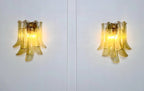Murano Wall Lamp | 10 Green Gold Petal Glass | Set of 2