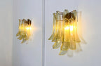 Murano Wall Lamp | 10 Green Gold Petal Glass | Set of 2